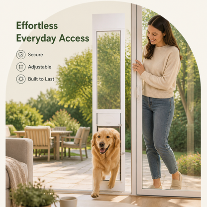 Ortekor Adjustable Height & Secure Lock Sliding Pet Door