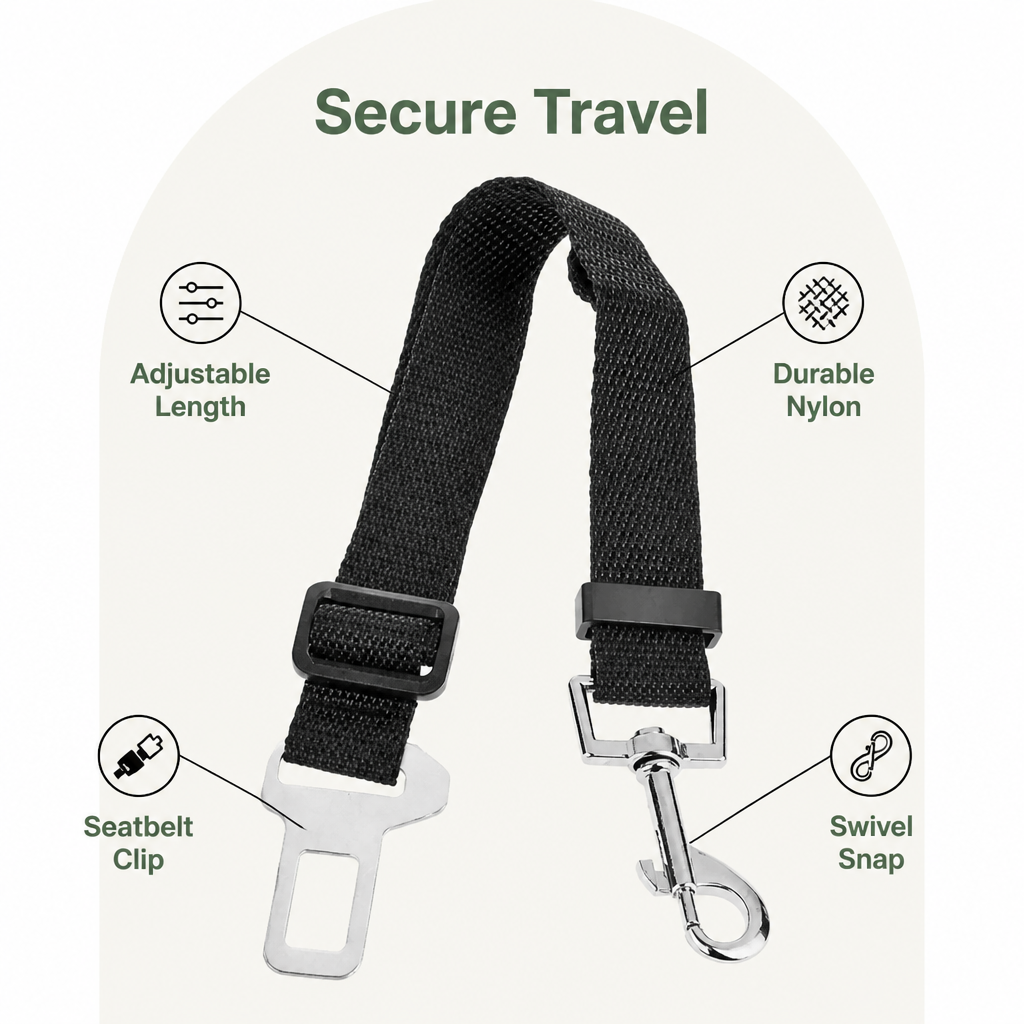 Ortekor Adjustable Nylon & Zinc Alloy Car Seat Belt