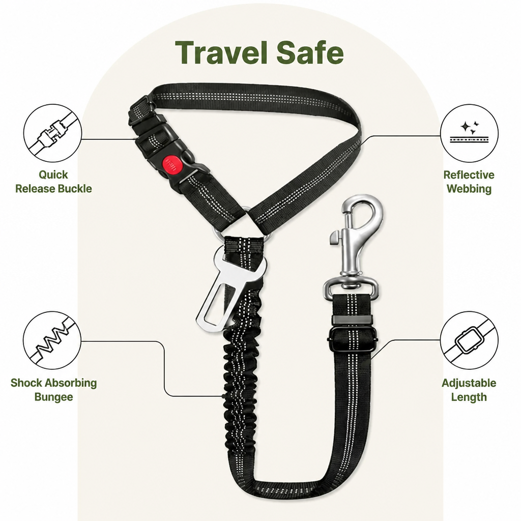 Ortekor Adjustable Reflective & Anti-Shock Harness Leash (Seat Tether)