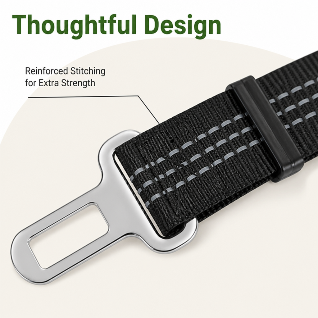 Ortekor Adjustable Shock-Absorbing & Reflective Dog Car Safety Belt