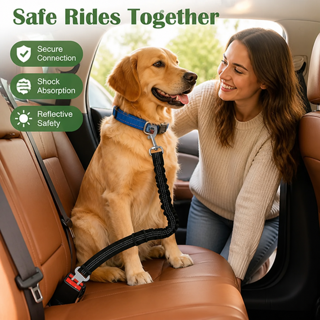 Ortekor Adjustable Shock-Absorbing & Reflective Dog Car Safety Belt