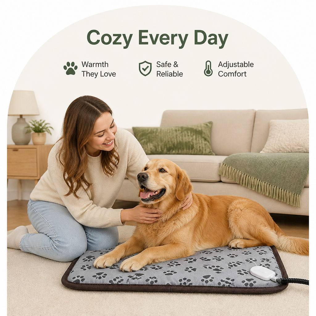 Ortekor Adjustable Temperature & Waterproof Heated Pet Mat (Overheat Protection)