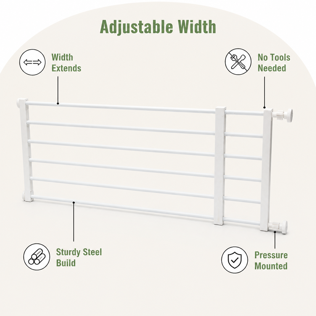 Ortekor Adjustable Width & Tool-Free Indoor Pet Gate