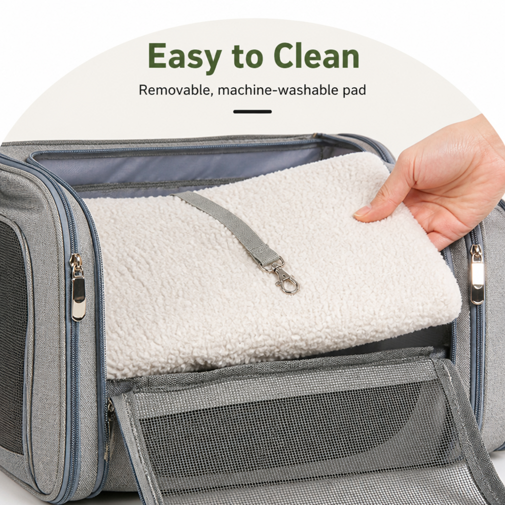 Ortekor Airline-Approved Waterproof & Breathable Mesh Pet Carrier (Removable Fleece Pad)