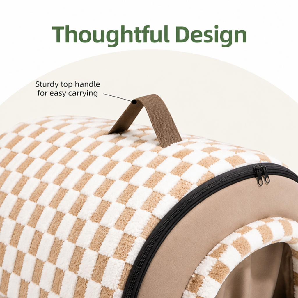 Ortekor All-Season Plush Enclosed Cat Bed (Removable & Washable Cover)