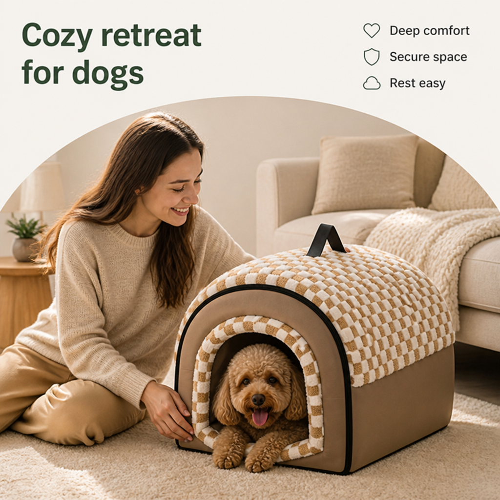 Ortekor All-Season Plush Enclosed Cat Bed (Removable & Washable Cover)