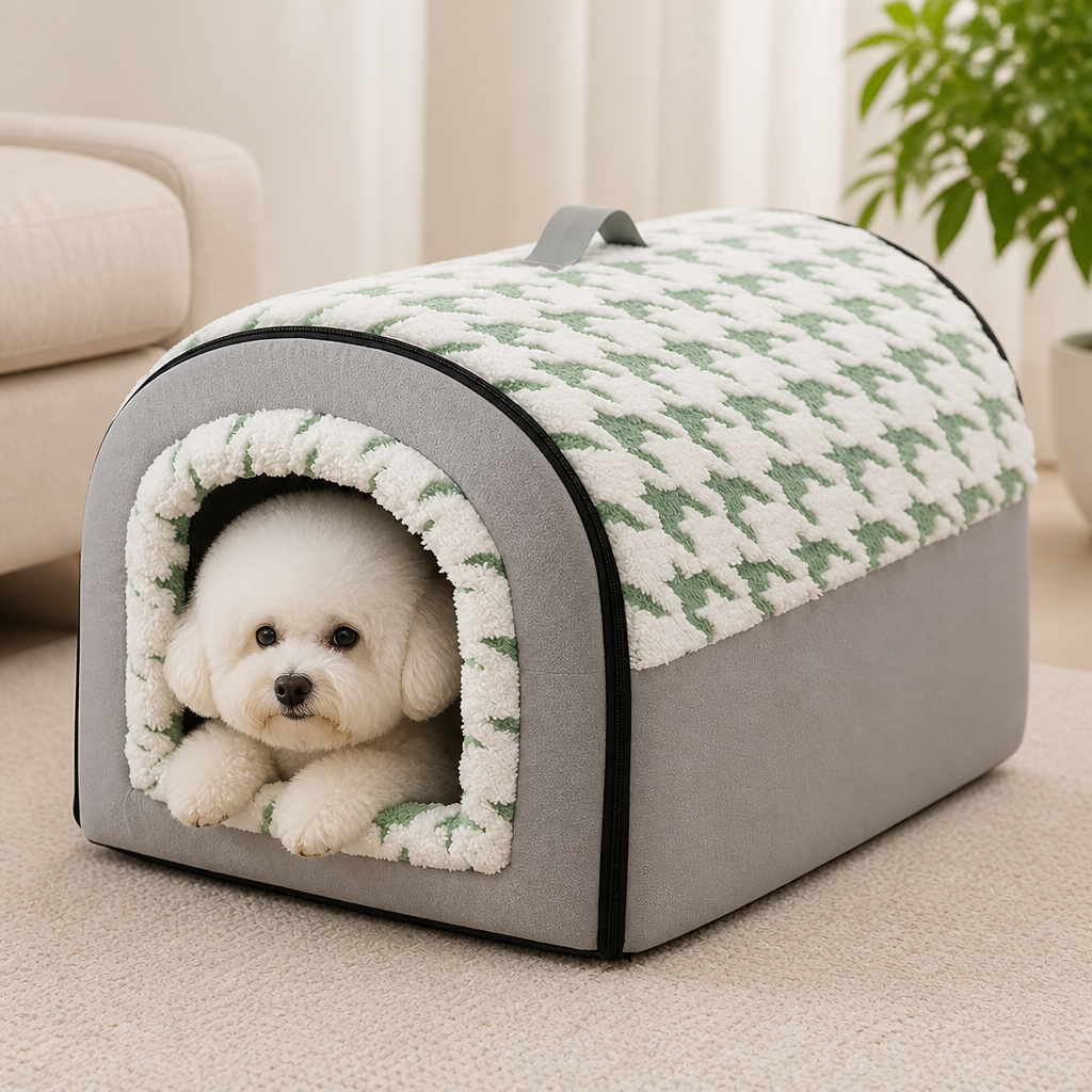 Ortekor All-Season Plush Enclosed Cat Bed (Removable & Washable Cover)
