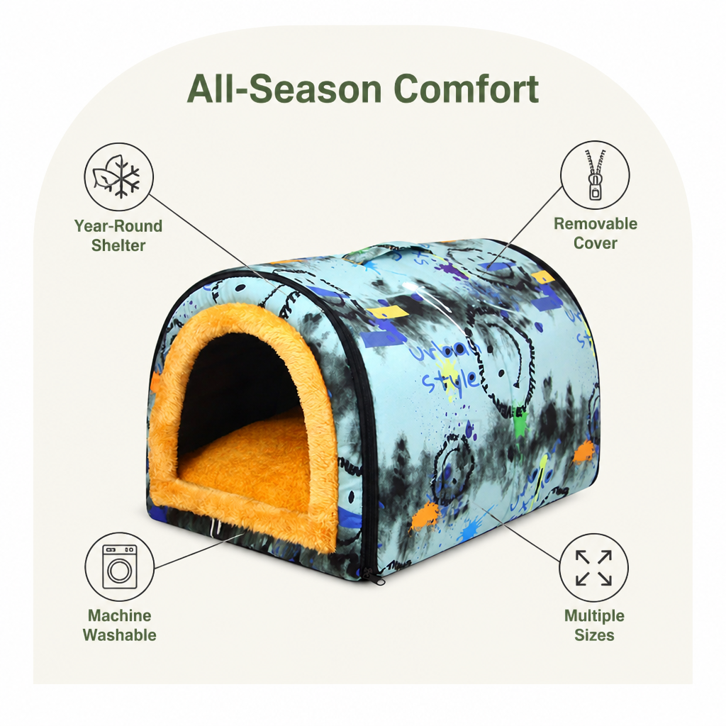 Ortekor All-Season Washable Pet House (Removable Cover)