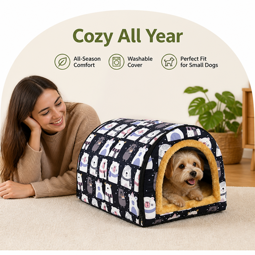 Ortekor All-Season Washable Pet House (Removable Cover)