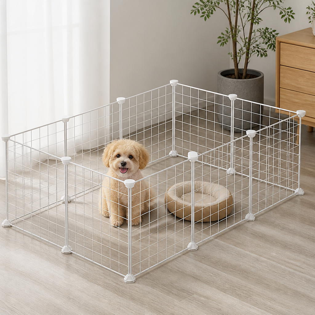 Ortekor Anti-Escape Mesh & Adjustable Steel Frame Puppy Fence