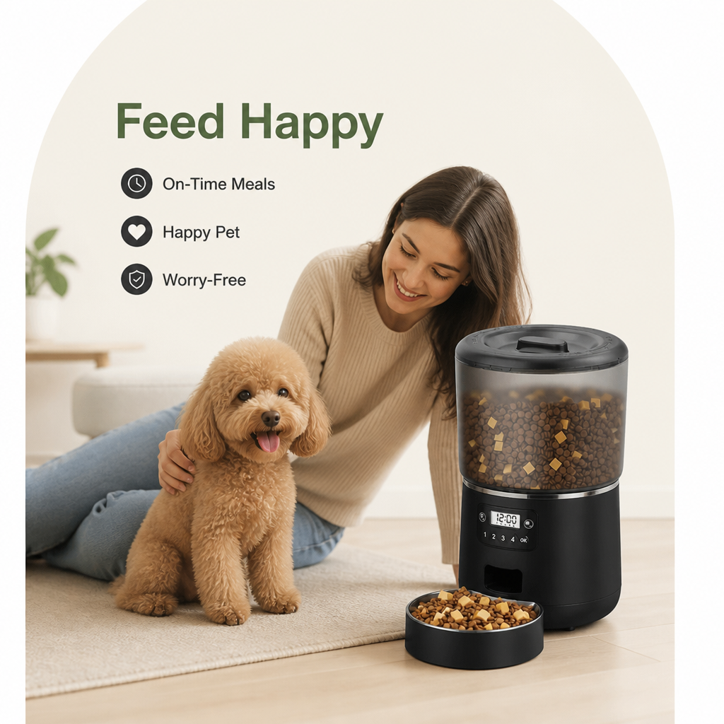 Ortekor App-Controlled & Scheduled Automatic Pet Feeder (Detachable Stainless Bowl)