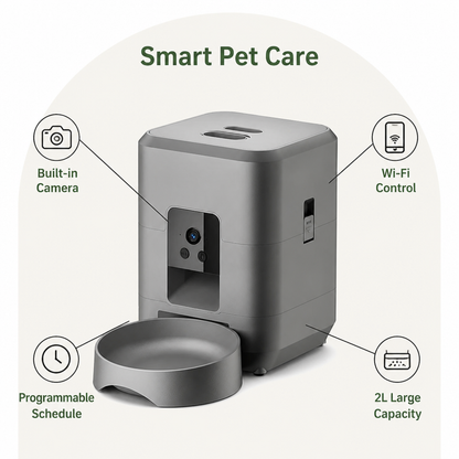 Ortekor App-Controlled Wi‑Fi Camera Automatic Pet Feeder (2L Capacity)