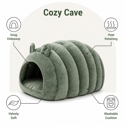 Ortekor Arctic Cashmere Half-Enclosed Cat Bed (Removable Cushion)
