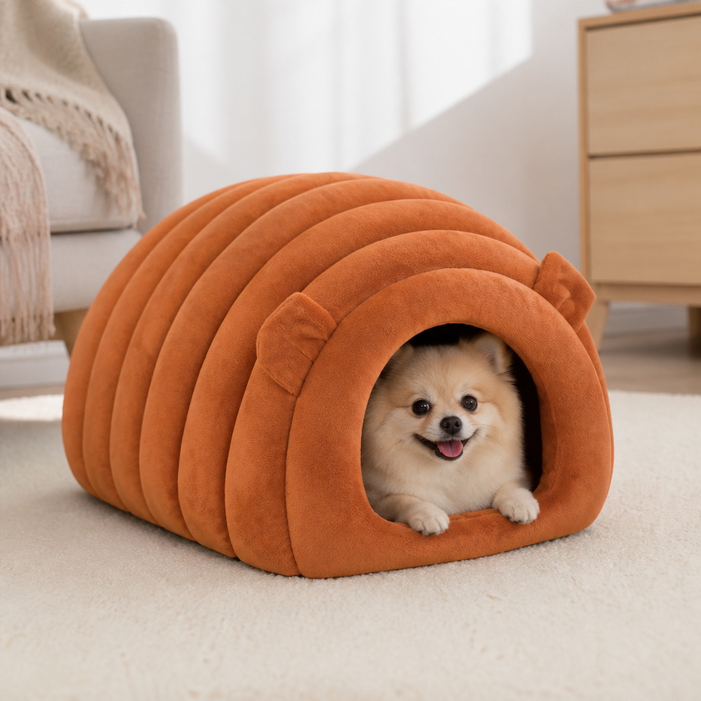 Ortekor Arctic Cashmere Half-Enclosed Cat Bed (Removable Cushion)