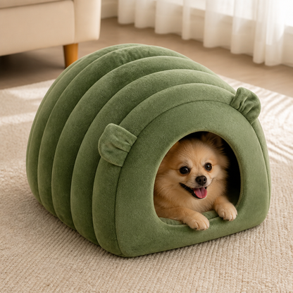 Ortekor Arctic Cashmere Half-Enclosed Cat Bed (Removable Cushion)