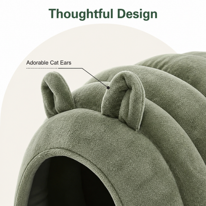 Ortekor Arctic Cashmere Half-Enclosed Cat Bed (Removable Washable Cushion)