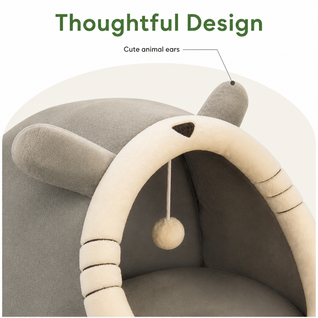 Ortekor Breathable High-Rebound & Detachable Washable Cat Cave Bed