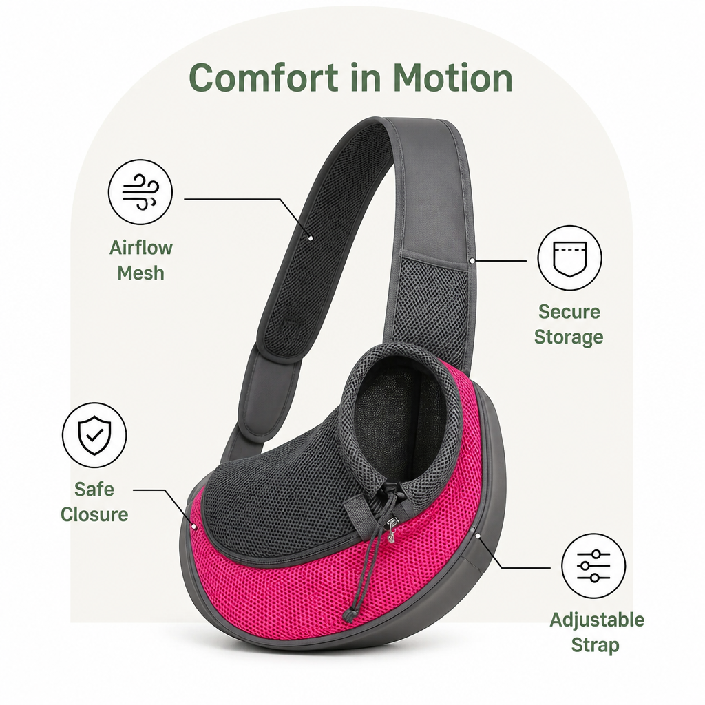 Ortekor Breathable Mesh & Adjustable Crossbody Dog Sling Carrier