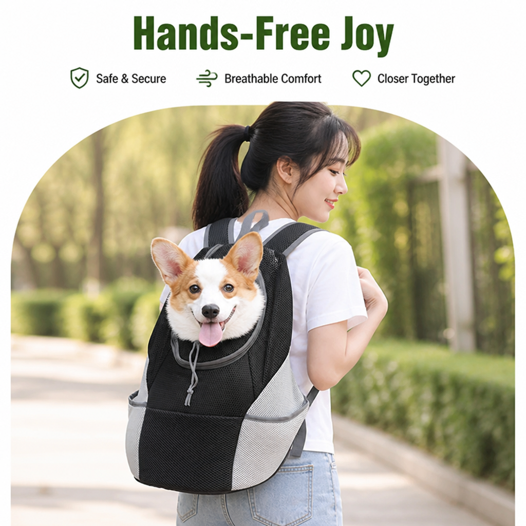 Ortekor Breathable Mesh & Padded Pet Backpack Carrier (Front/Back Convertible)