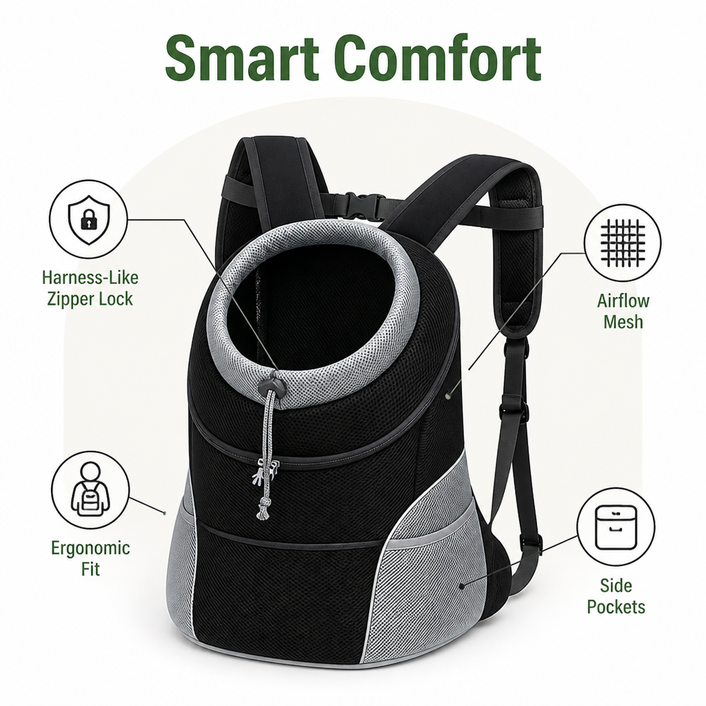 Ortekor Breathable Mesh & Security Zipper Backpack Carrier (Front-Opening)