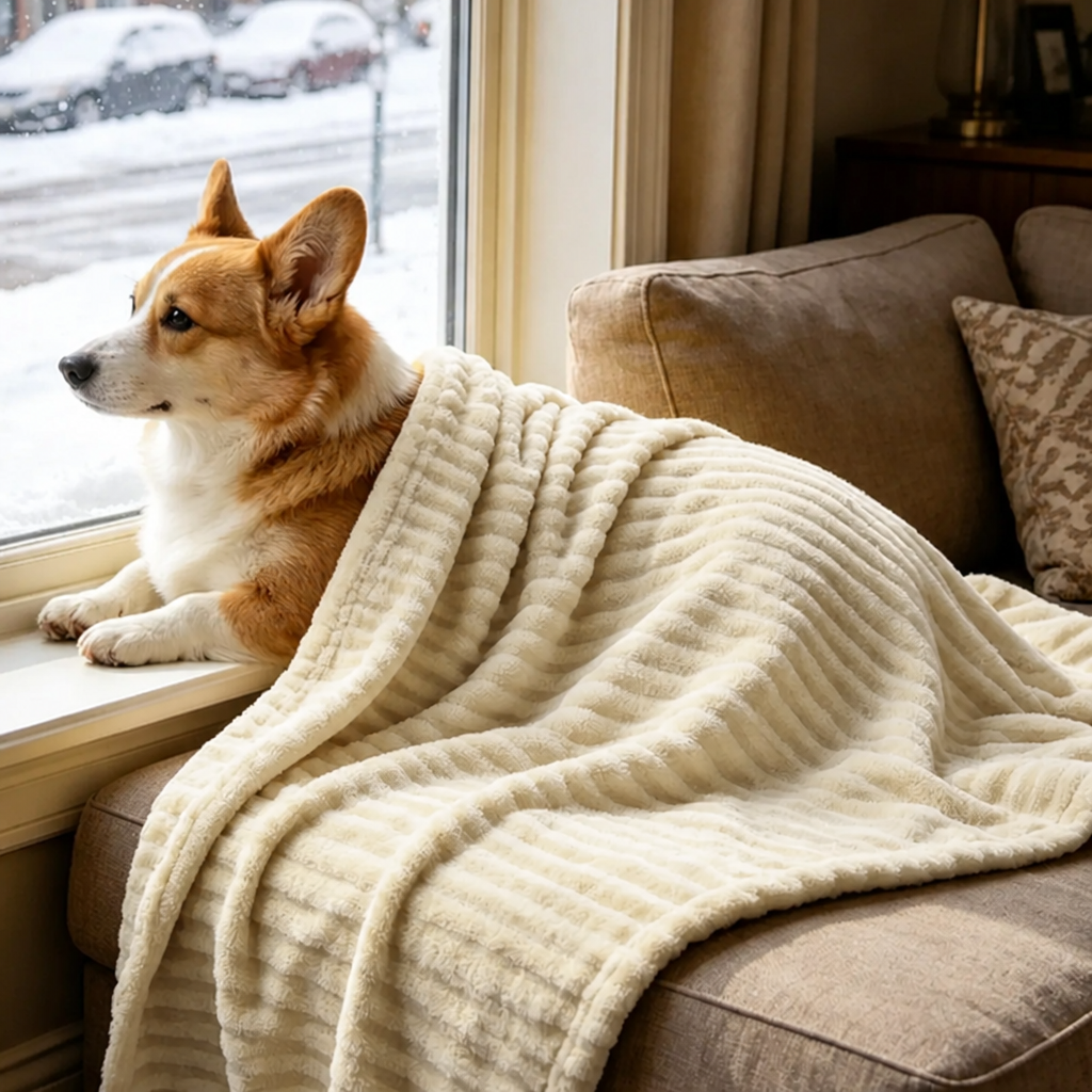 Ortekor Calming Coral Velvet & Machine Washable Pet Blanket