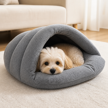 Ortekor Calming Plush Fleece Pet Cave Bed