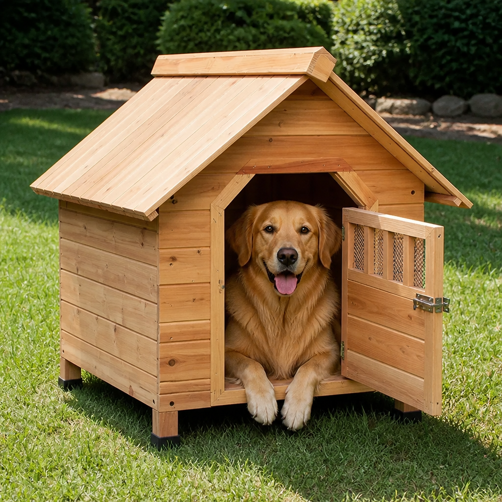 Ortekor Cedar Wood & Rainproof Pet House (Indoor/Outdoor)