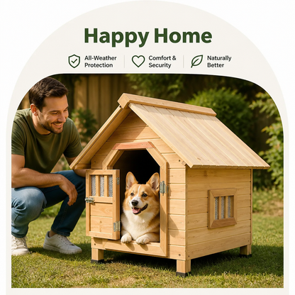 Ortekor Cedar Wood & Rainproof Pet House (Indoor/Outdoor)