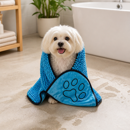 Ortekor Chenille Microfiber Quick-Drying Pet Bath Towel (Double Hand Pockets)