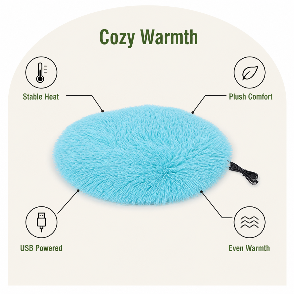 Ortekor Constant-Temperature Plush Pet Heating Pad (USB Powered)