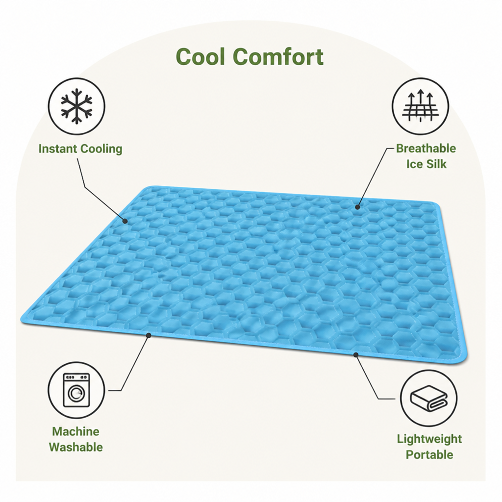 Ortekor Cooling & Breathable Ice Silk Pet Mat (Machine Washable)