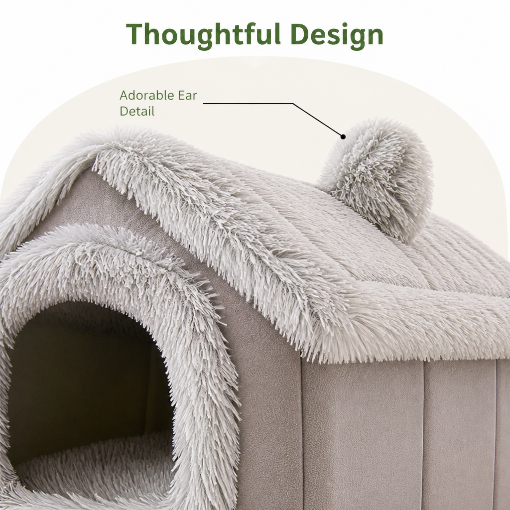 Ortekor Coral Velvet & Removable Cushion Plush Cave Dog Bed