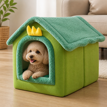 Ortekor Coral Velvet & Removable Cushion Plush Cave Dog Bed