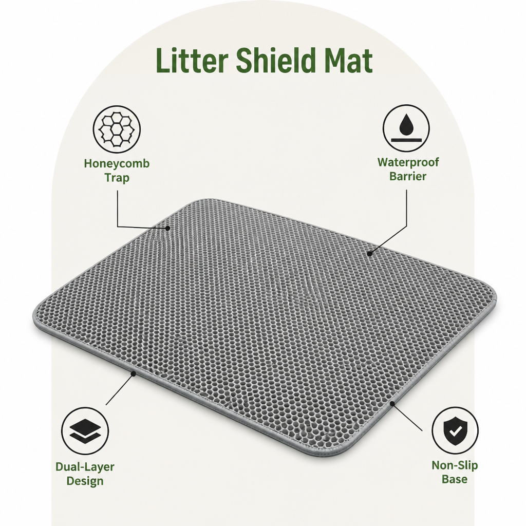 Ortekor Double-Layer Honeycomb & Waterproof Cat Litter Mat