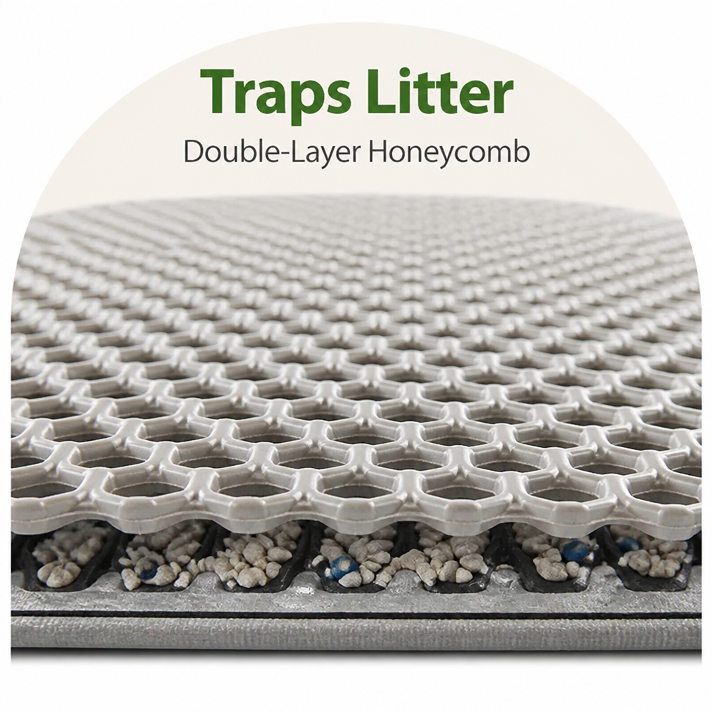 Ortekor Double-Layer Honeycomb & Waterproof Cat Litter Mat