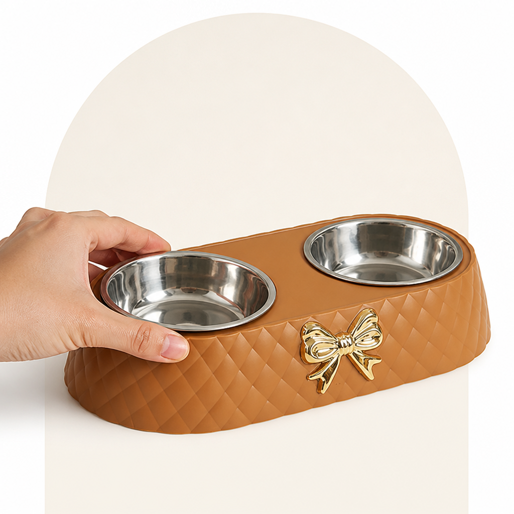 Ortekor Double Stainless Steel & Non-Slip Feeding Bowl