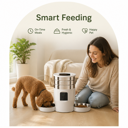 Ortekor Dual-Bowl WiFi & Button Pet Feeder