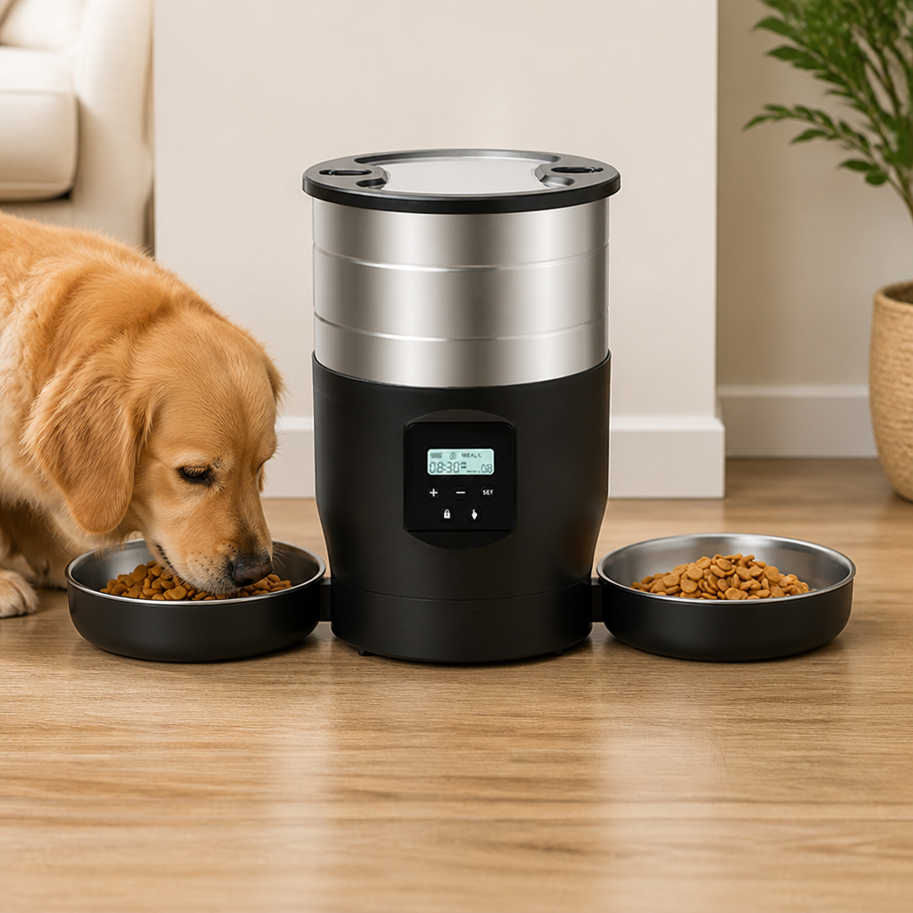 Ortekor Dual-Bowl WiFi & Button Pet Feeder