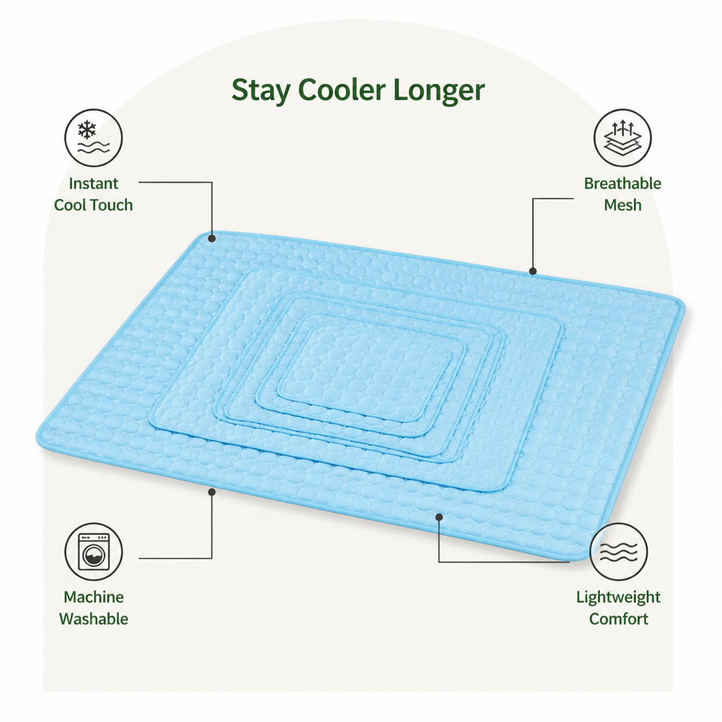Ortekor Dual-Sided Ice Silk Cooling Pet Mat (Machine Washable)