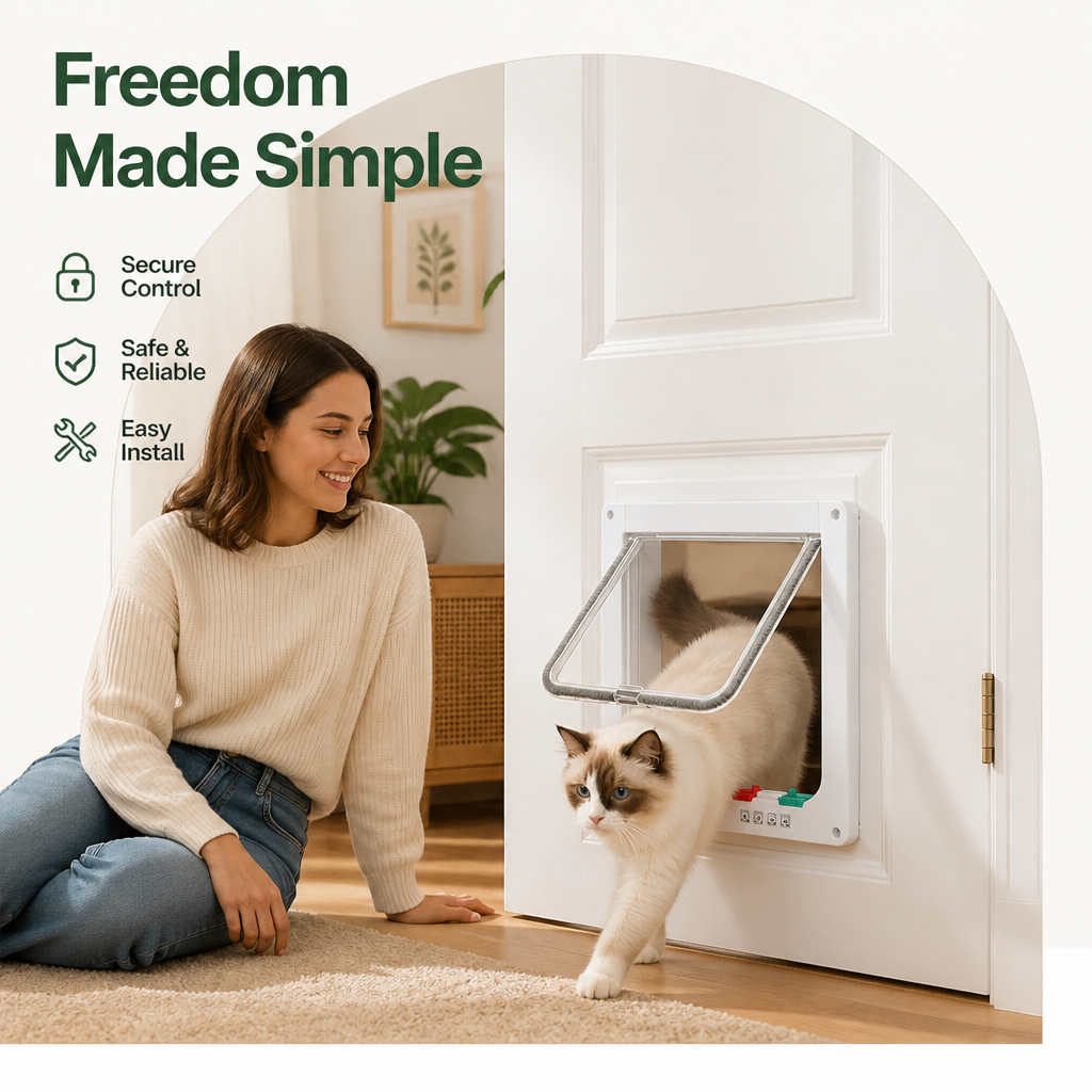 Ortekor Durable ABS Plastic & 4-Way Lock Cat & Small Dog Door