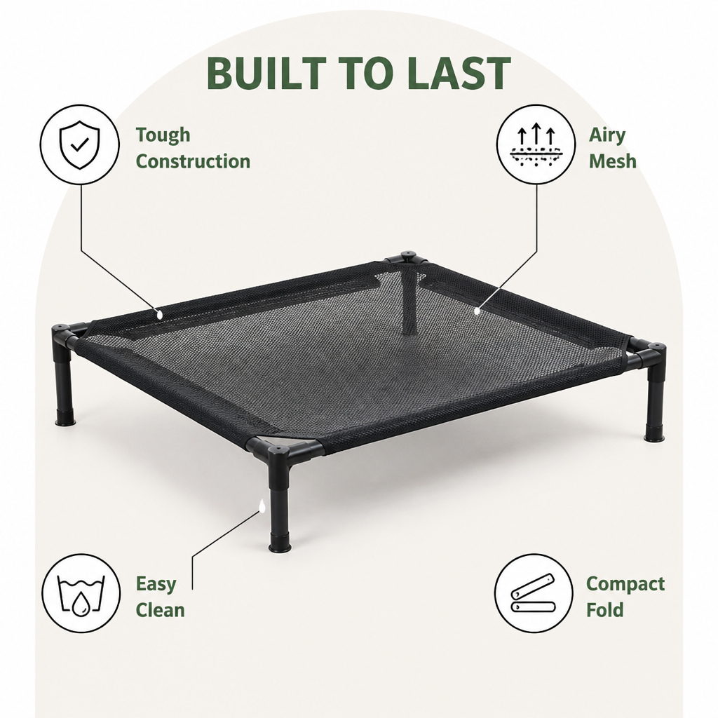 Ortekor Durable Outdoor Foldable Mesh Dog Bed (Washable)