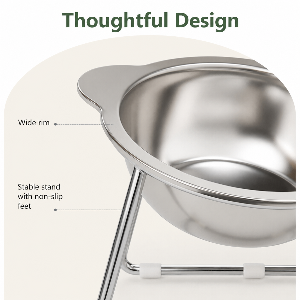 Ortekor Elevated 15° Tilt Stainless Steel Cat Bowl