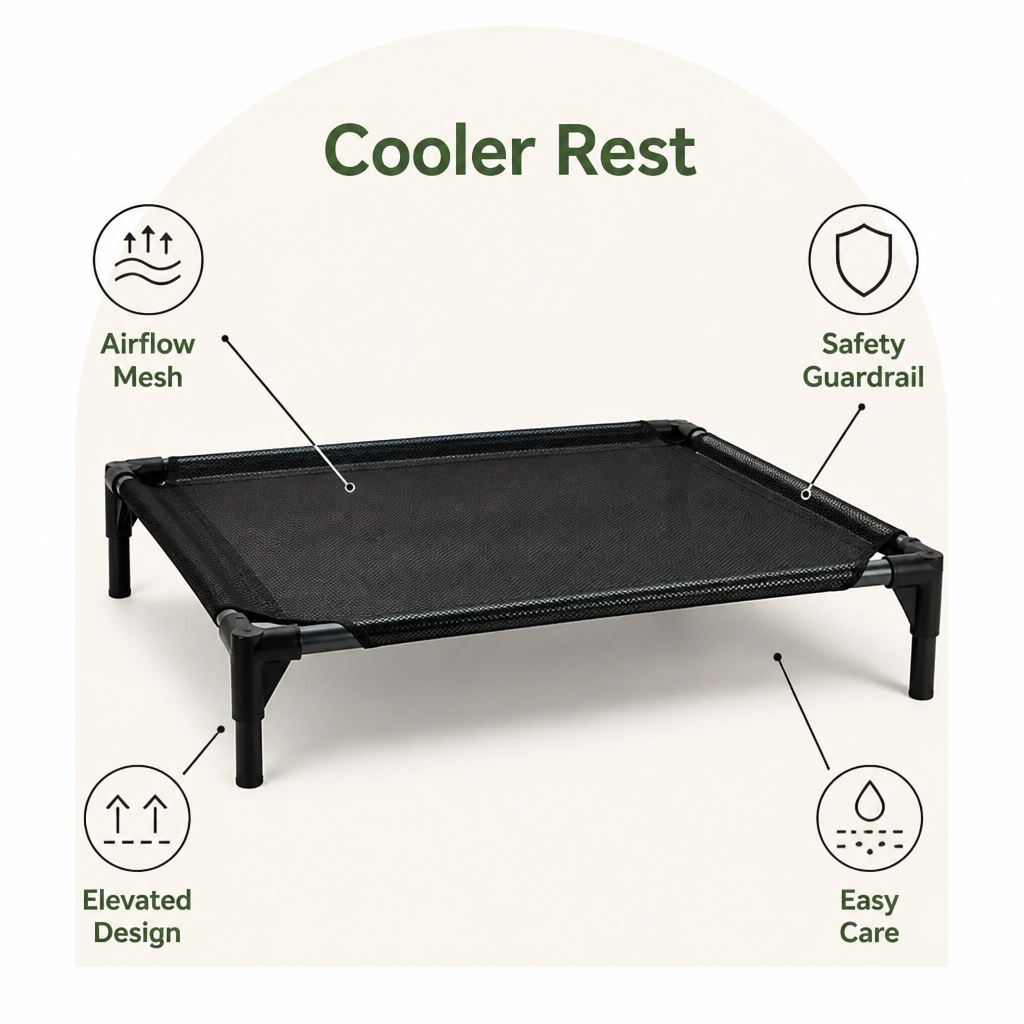 Ortekor Elevated Breathable Mesh Dog Bed (Guardrail)