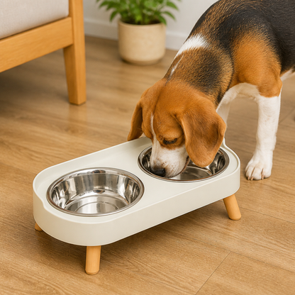 Ortekor Elevated Neck-Support Pet Feeder (Dual Removable Stainless Bowls)