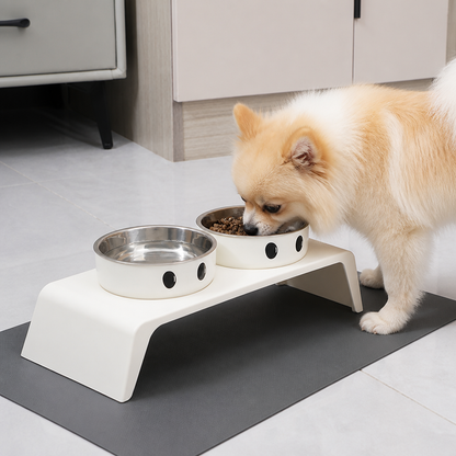 Ortekor Elevated Stainless Steel Double-Bowl Pet Feeder (Small-Medium)