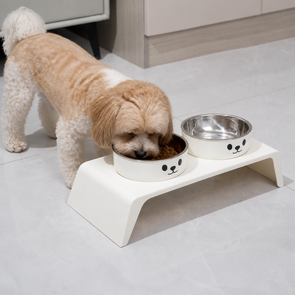Ortekor Elevated Stainless Steel Double-Bowl Pet Feeder (Small-Medium)
