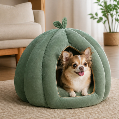 Ortekor Enclosed Pumpkin & Thick Flannel Pet Bed