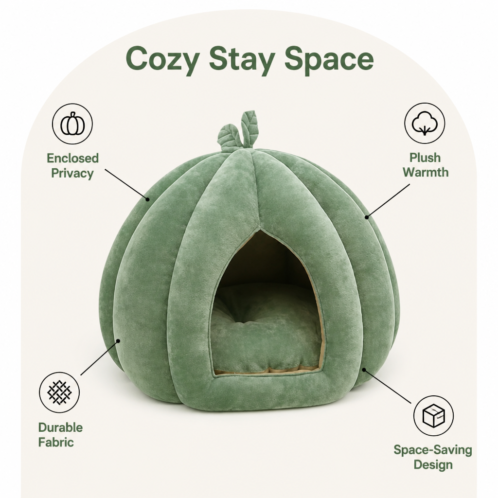 Ortekor Enclosed Pumpkin & Thick Flannel Pet Bed