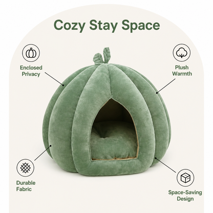 Ortekor Enclosed Pumpkin & Thick Flannel Pet Bed