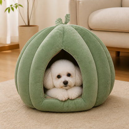 Ortekor Enclosed Pumpkin & Thick Flannel Pet Bed